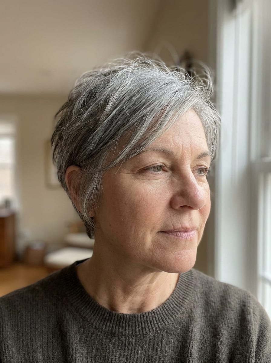 Grauer Pixie Cut - Pixie Cut für Frauen